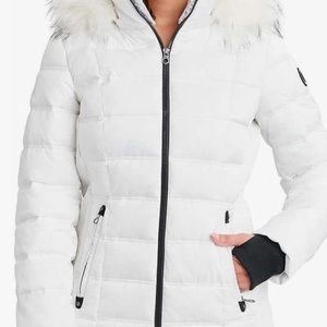 Nautica Women’s Faux Fur Trim Hooded Midweight Puffer Jacket